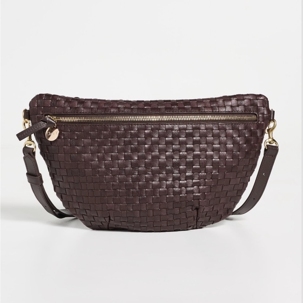 Clare V. Grande Fanny - Tobacco Woven Checker dust bag included